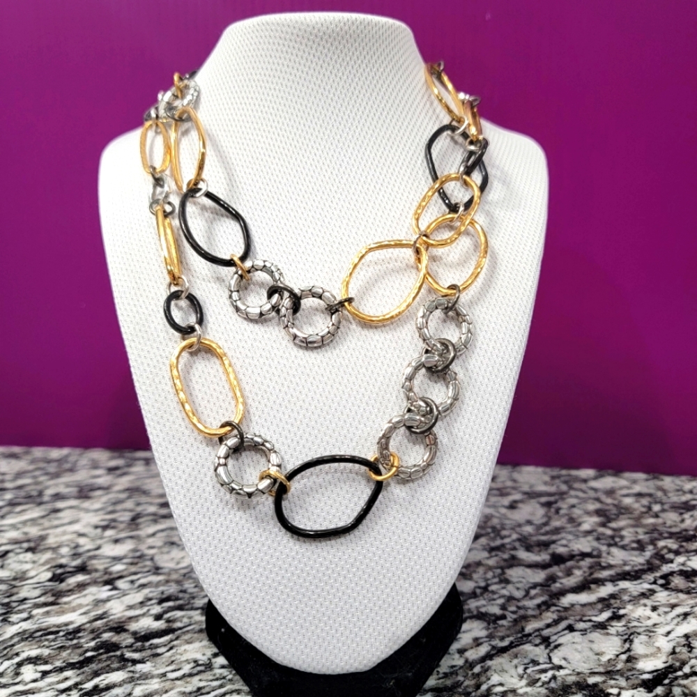 BRIGHTON RETIRED PEBBLE PAVE CHAIN LINK NECKLACE NWOT